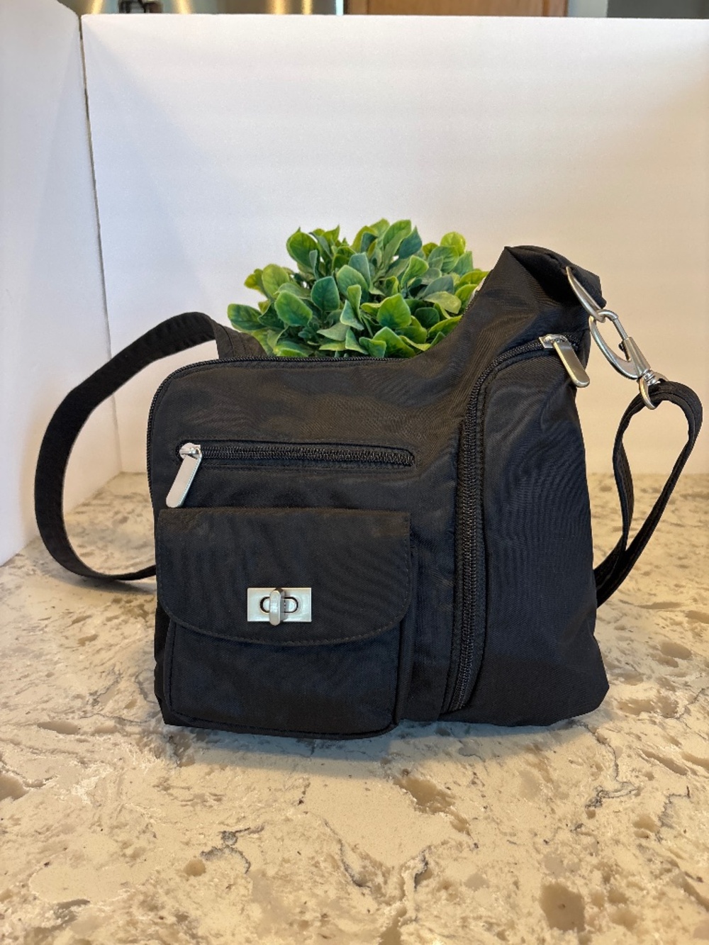 EUC Magellan Vault Pro Black Nylon Anti Theft Crossbody Handbag